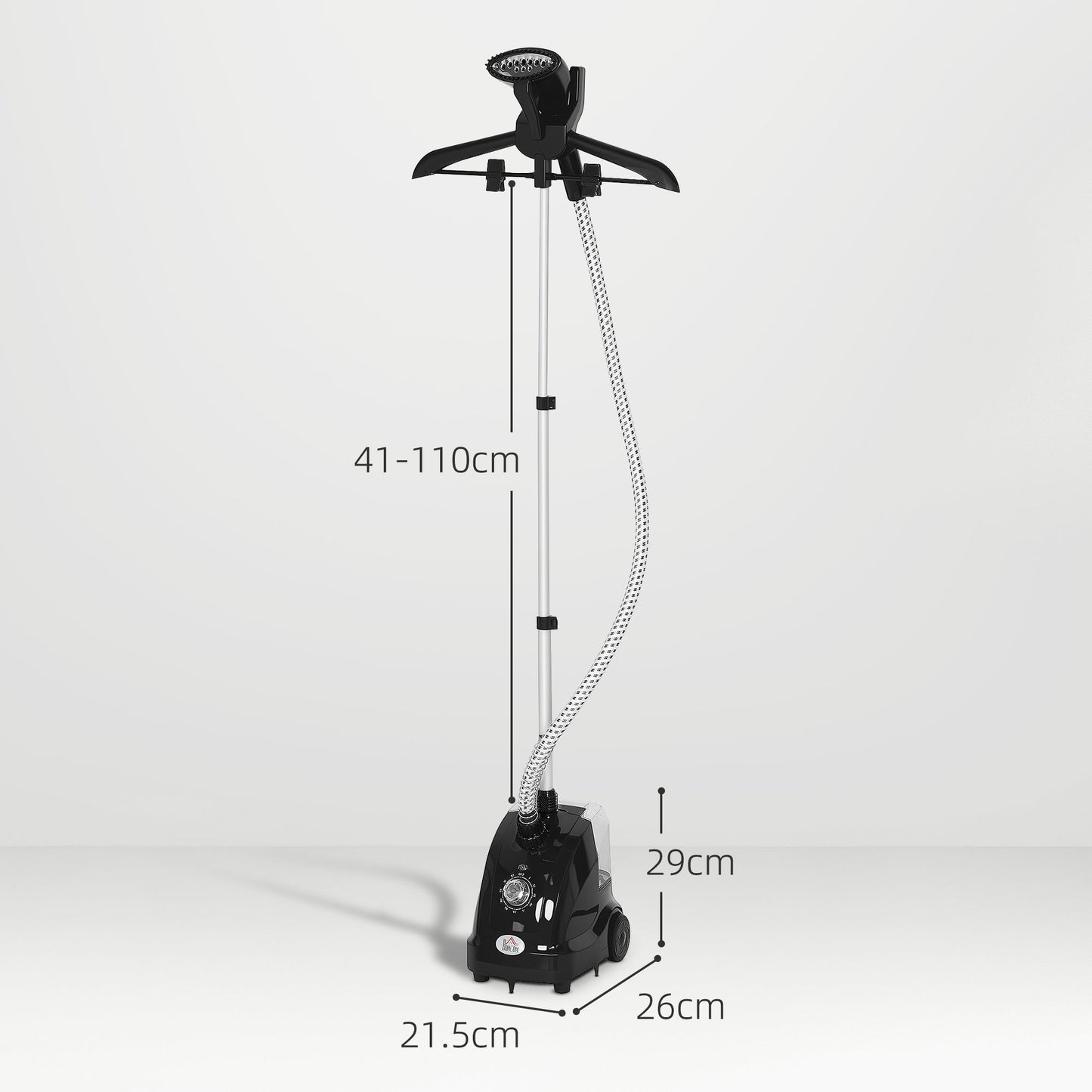 HOMCOM Clothes Steamer with Adjustable Pole Clothes Steamer 11 Steam Levels 41-110 cm Black