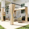 Outsunny 3 x 3m Retractable Roof Pergola, with Curtains - Khaki