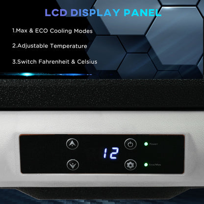 Outsunny 50L Car Refrigerator, Portable Compressor Car Fridge Freezer, Electric Cooler Box with 12/24V DC and 110-240V AC for Camping, Driving, Picnic, Down to -20℃