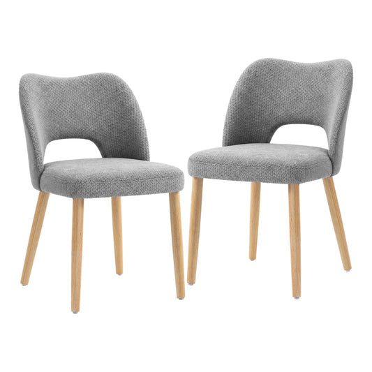 HOMCOM Dining Chairs Set Upholstered Kitchen Chenille Tool Free Assembly Rubberwood Legs, Grey