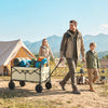 Outsunny 95L Foldable Festival Trolley on Wheels, Collapsible Wagon Cart with Adjustable Handle and 2 Cup Holders, Khaki