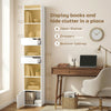 HOMCOM Bookcase Tall Narrow with 5 Tiers and Drawers Freestanding Bookshelf Storage Cabinet for Living Room White Wood Effect