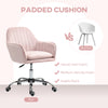 HOMCOM Velvet-Feel Tub Office Chair, with Seat Cushion - Pink