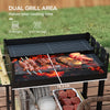 Outsunny CharcoalÂ BBQÂ Grill, BarbecueÂ Trolley with Double Adjustable Grill, Side Table, Storage Shelf and Wheels for Outdoor Garden Party Cooking, Black