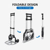 HOMCOM Aluminium Folding Hand Truck Trolley, Heavy Duty Foldable Sack Cart with Adjustable Telescoping Handle, 70KG Load Capacity