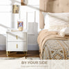 Set of 2 Elegant Chest of Two Drawers - White/Gold-Tone