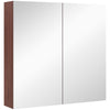 kleankin Double Door Bathroom Mirror Cabinet, Wall Mounted Bathroom Storage Cabinet, Soft Closing, 63L x 60Hcm