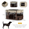 PawHut Foldable Dog Pen with Storage Bag for Indoor/Outdoor Use, Portable Pet playpen, with Ground Stakes - Brown