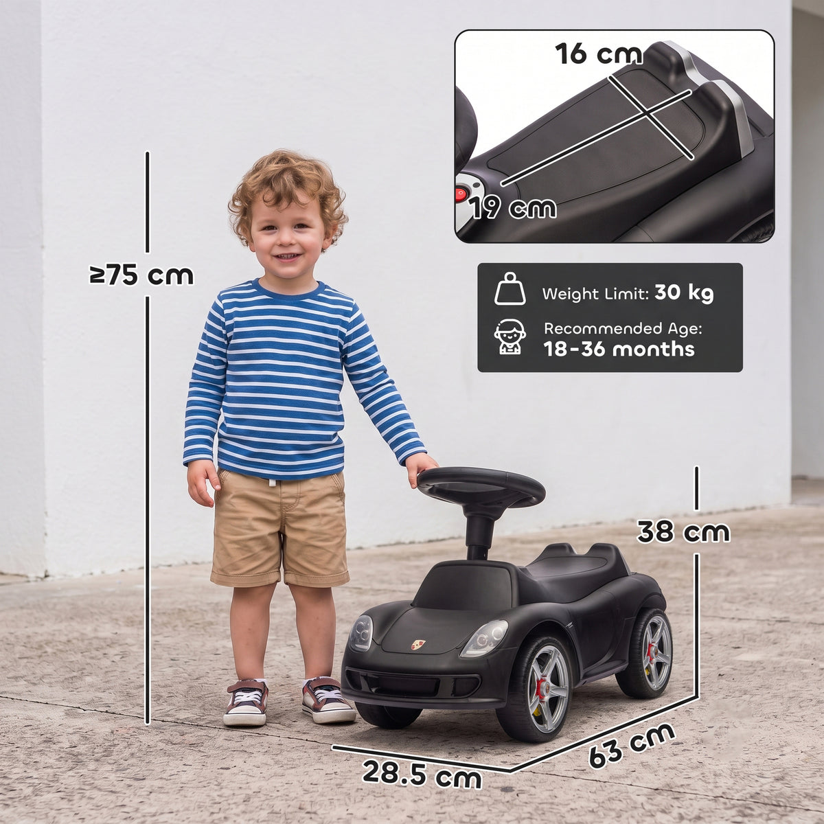 AIYAPLAY Ride on Car in Matte Black