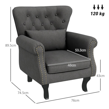 HOMCOM Chesterfield-Style Accent Chair - Grey