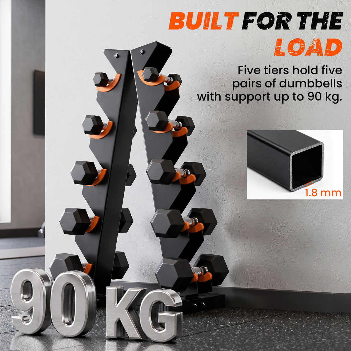 SPORTNOW 5-Tier Dumbbell Rack, A-Frame Weight Stand with Protective Washers, Non-Slip Feet, Space-Saving Storage for Home Gym