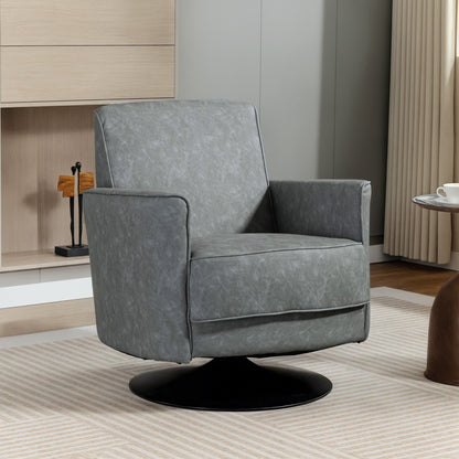 HOMCOM Upholstered Swivel Accent Chair with Thick Padding, Grey