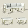 Outsunny Garden Daybed, 6 Piece Outdoor Sectional Sofa Set, Aluminium Patio Conversation Furniture Set with Coffee Table