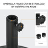 Outsunny Umbrella Base, Heavy Duty Concrete Base Holder with Steel Pole, Round Parasol Stand for Patio, Outdoor, Garden, Black