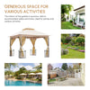 Outsunny 3 x 3(m) Garden Gazebo Patio Party Tent Shelter Outdoor Canopy Double Tier Sun Shade Metal Frame Netting, Beige
