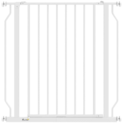 PawHut Extra Wide Dog Gate, with Door Pressure, for Doorways, Hallways, Staircases - White