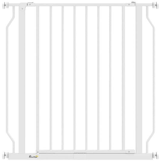 PawHut Extra Wide Dog Gate, with Door Pressure, for Doorways, Hallways, Staircases - White