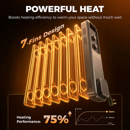 HOMCOM 2000W Oil Filled Radiator in Grey