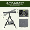Outsunny 3 Seater Garden Swing Chair, Outdoor Swing Chair with Adjustable Canopy, Mental Frame & Cushions, Grey