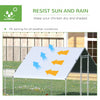 PawHut Chicken Run Galvanised Walk-in Chicken Coop Hen Poultry House Cage Rabbit Hutch with Water-Resist Cover, 3 x 8 x 2m