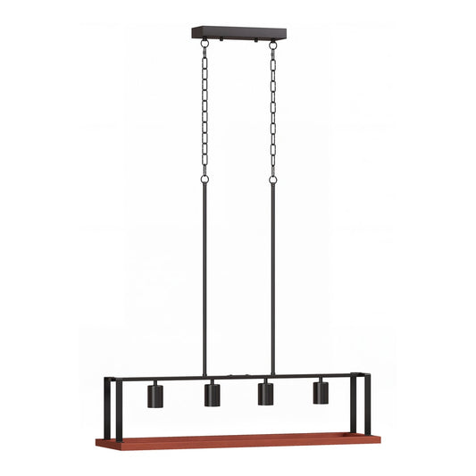 HOMCOM 4-Light Pendant, Industrial Hanging Fixture with Adjustable Height for Dining Room, Black, (E27 Base, NO Bulbs)