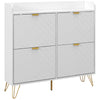 HOMCOM Narrow Shoe Storage Cabinet, Slim Shoe Cupboard with 4 Flip Drawers, Adjustable Shelf, Shoe Rack for 16 Pairs of Shoes