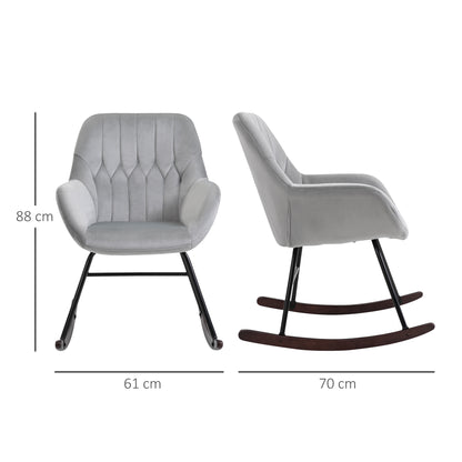 HOMCOM Rocking Chair Reading Accent Armchair in Grey and Black
