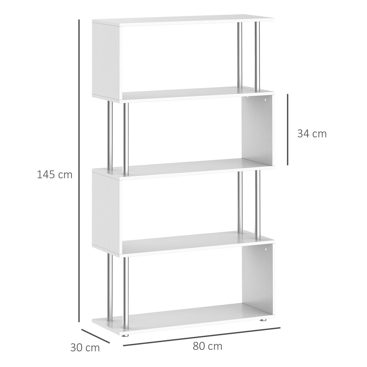 HOMCOM S Shape Bookcase in White