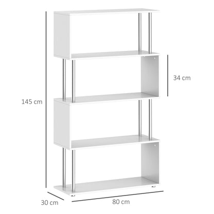HOMCOM S Shape Bookcase in White