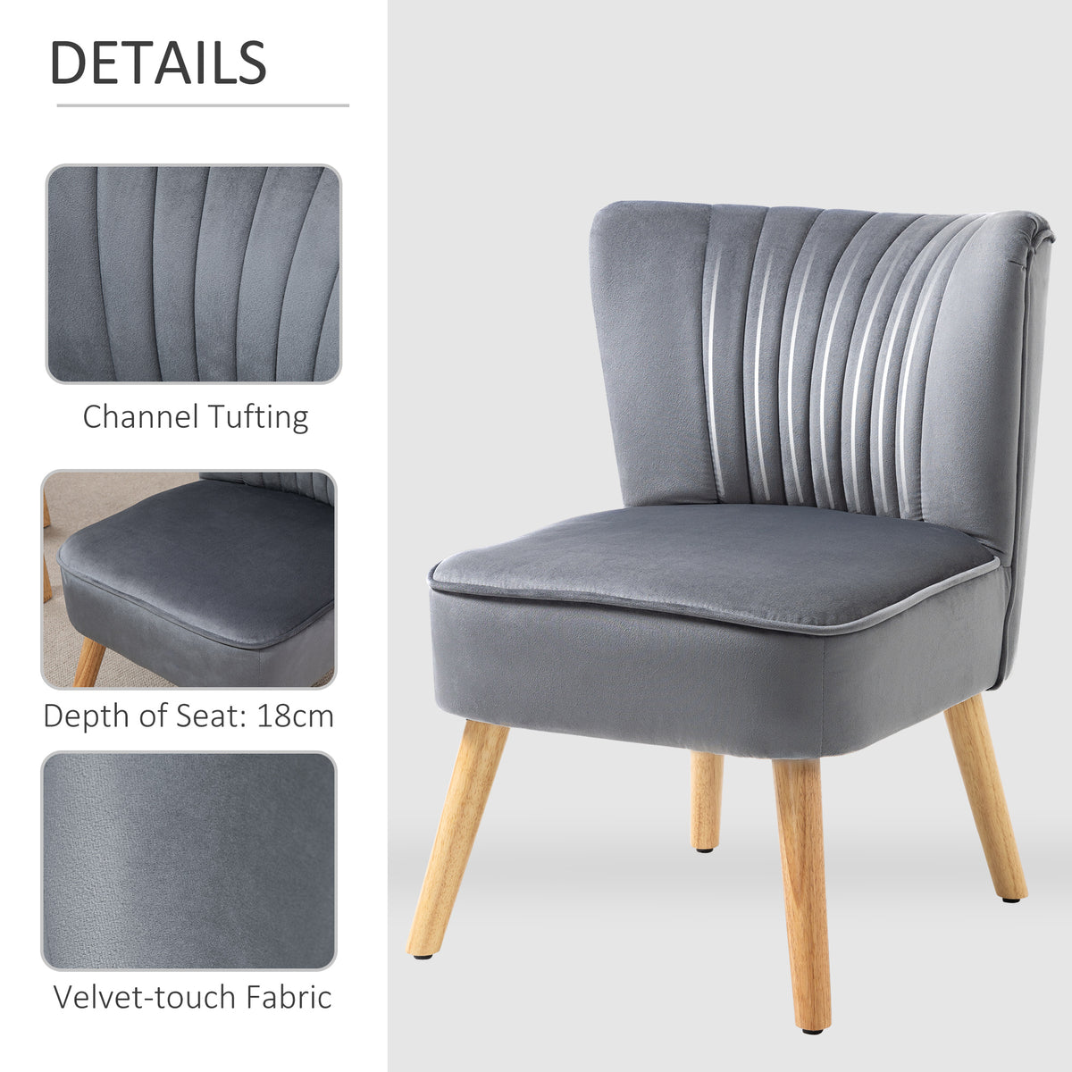 HOMCOM Modern Accent Chair in Grey