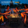 Outsunny Outdoor Fire Pit, Firepit with Mesh Lid, Poker, for Camping, Bonfire, Picnic, Black