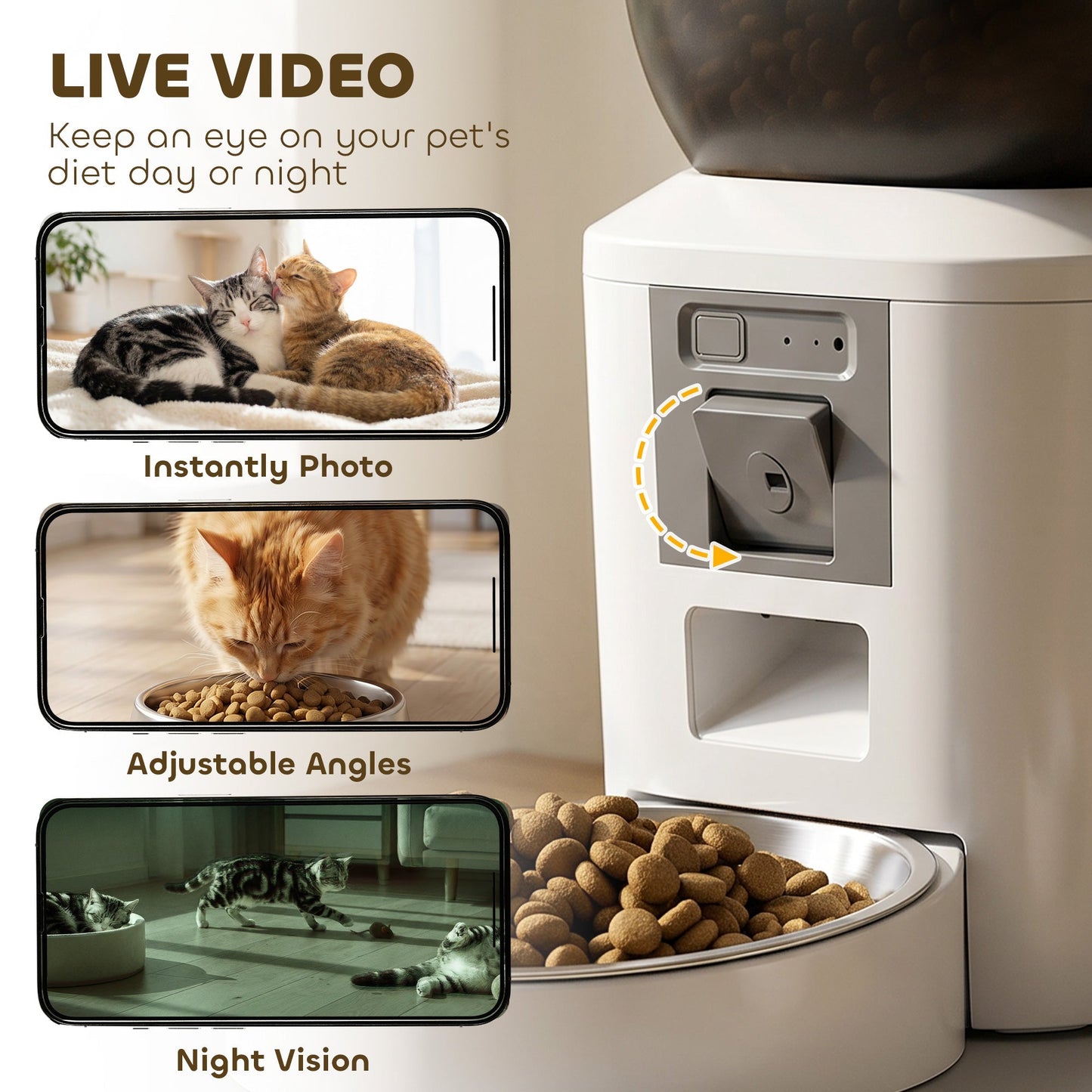 PawHut Automatic Cat Feeder with Camera, 2.4G WiFi, APP Control 4L Pet Feeder 1-10 Meals with 2-Way Audio, Dual Power Supply