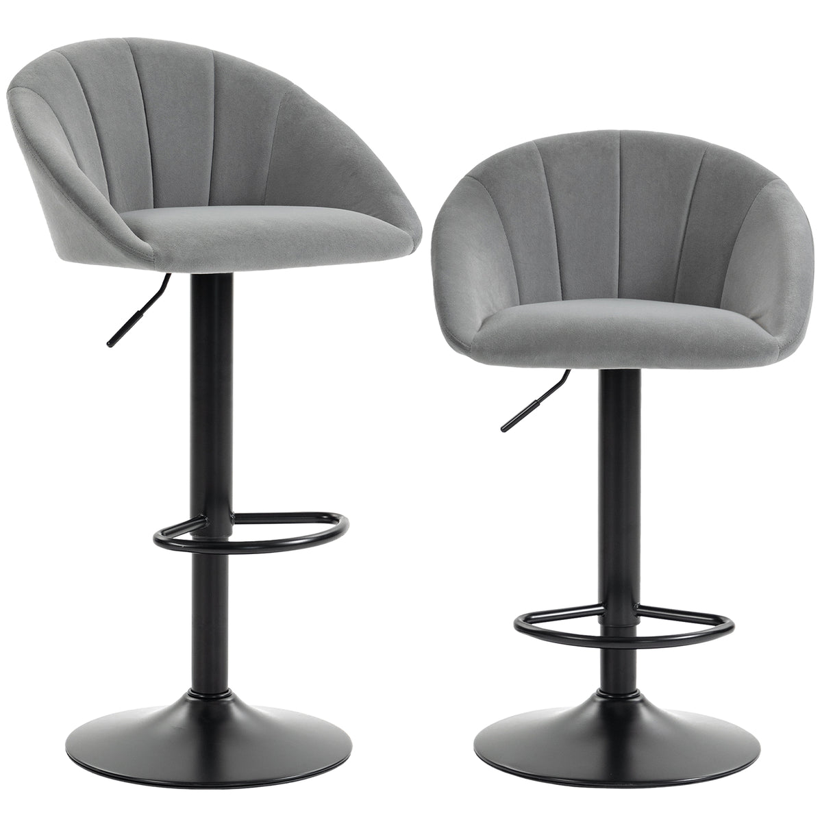 HOMCOM Stool Counter Backs in Light Grey