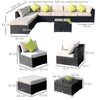 Outsunny 8 Piece Rattan Corner Sofa Set with Wide & Deep Seat, Assembled Aluminium PE Rattan Garden Furniture Set with Thick Cushions and Glass Top Table for Outdoor, Conservatory, Black