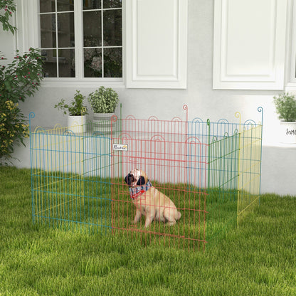 PawHut Pet Playpen Crate, with Eight Panels, Door, for Indoors and Outdoors, 60H x a156cm