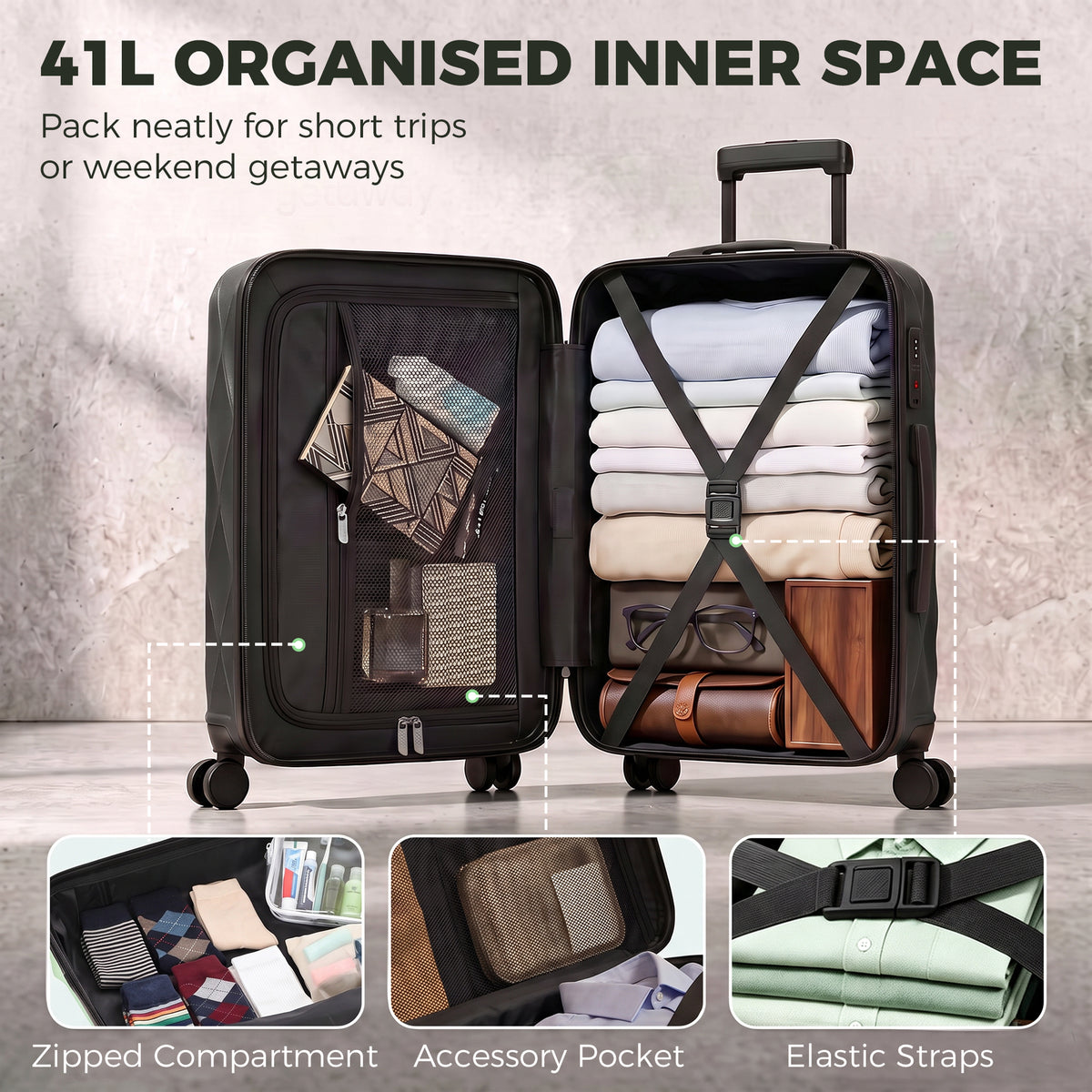 HOMCOM 20Inch Suitcase in Black