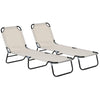 Outsunny Garden Sun Lounger, with Five-Position Back - Cream White