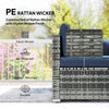 Outsunny 8 Pieces PE Rattan Corner Sofa Set, Outdoor Garden Furniture Set, Patio Wicker Sofa Seater w/ Cushion, Dark Blue