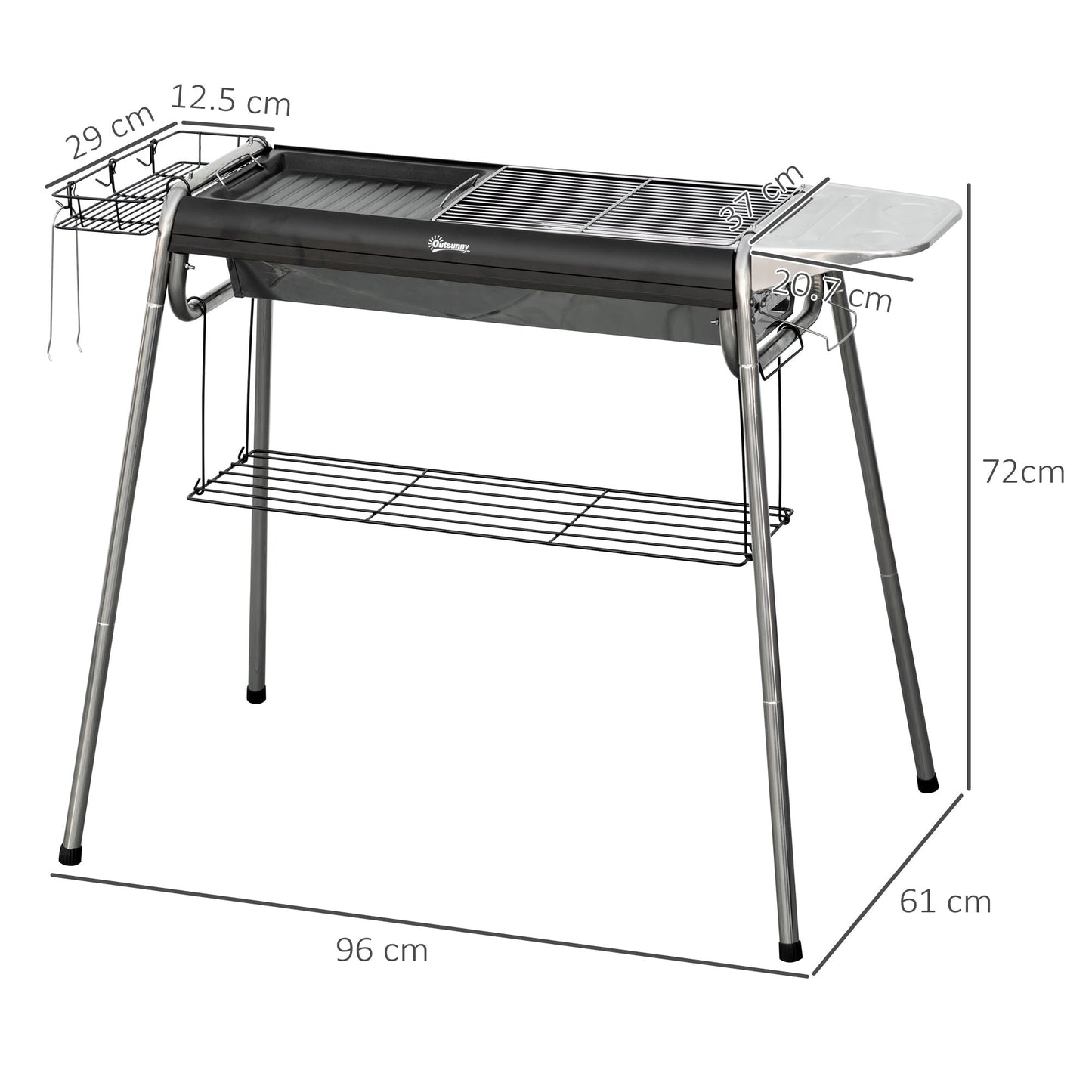 Outsunny Charcoal BBQ Grill - Black