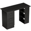 HOMCOM Computer Desk, Writing Table, PC Workstation with 3 Storage Shelves and Drawers, Handle, for Home Office, Black