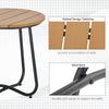 Outsunny Round Outdoor Side Table Adjustable Leg Pads Garden Table 49 x 49 x 48 cm Natural Wood & Black