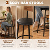 HOMCOM Space Saving Bar Table and PU Leather Stools for 2, 3 Piece Breakfast Bar Table Set with Storage Shelves, Rustic Brown