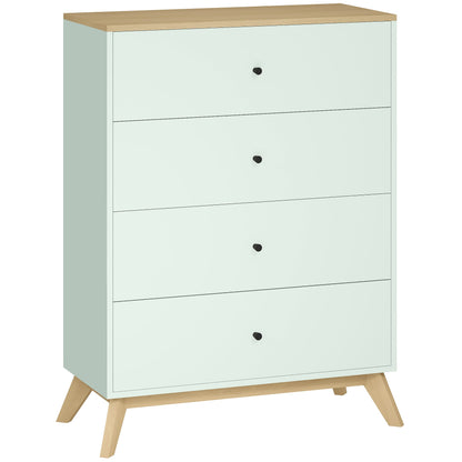 HOMCOM 4 Drawer Storage Cabinet, Chest of Drawers for Bedroom Living Room, Light Green and Oak