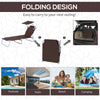 Outsunny 2 Pieces Outdoor Foldable Sun Lounger, 4 Level Adjustable Backrest Reclining Sun Lounger Chair with Angle Adjust Sun Shade Awning for Beach, Garden, Patio, Brown