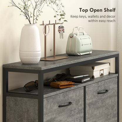 HOMCOM Shoe Storage Cabinet with 4 Flip Drawers and Open Shelf - Cement Grey