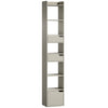 HOMCOM Bookcase Tall Narrow with 5 Tiers and Drawers Freestanding Bookshelf Storage Cabinet for Living Room Grey