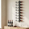 HOMCOM Wall Mounted Wine Rack, 8 Tier Metal Wine Display Rack, Storage Holder for Kitchen, Black