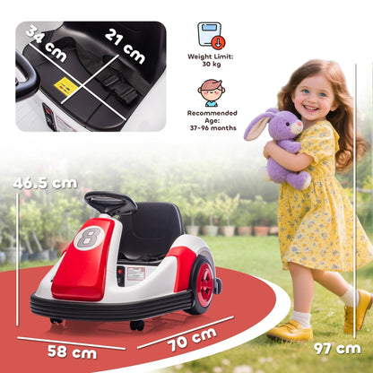 AIYAPLAY Kids Bumper Car with 360-Degree Rotation, 6V Electric Ride On Car with Music and Horn for 3-8 Years Old, Red
