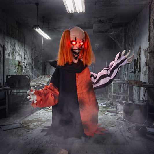 HOMCOM Animated Halloween Face Changing Clown in Orange
