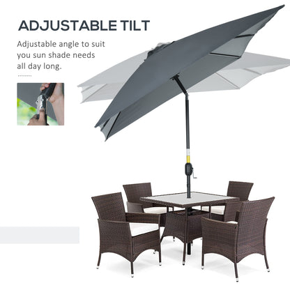 Outsunny Garden Parasol Umbrella with Aluminium Pole in Dark Grey
